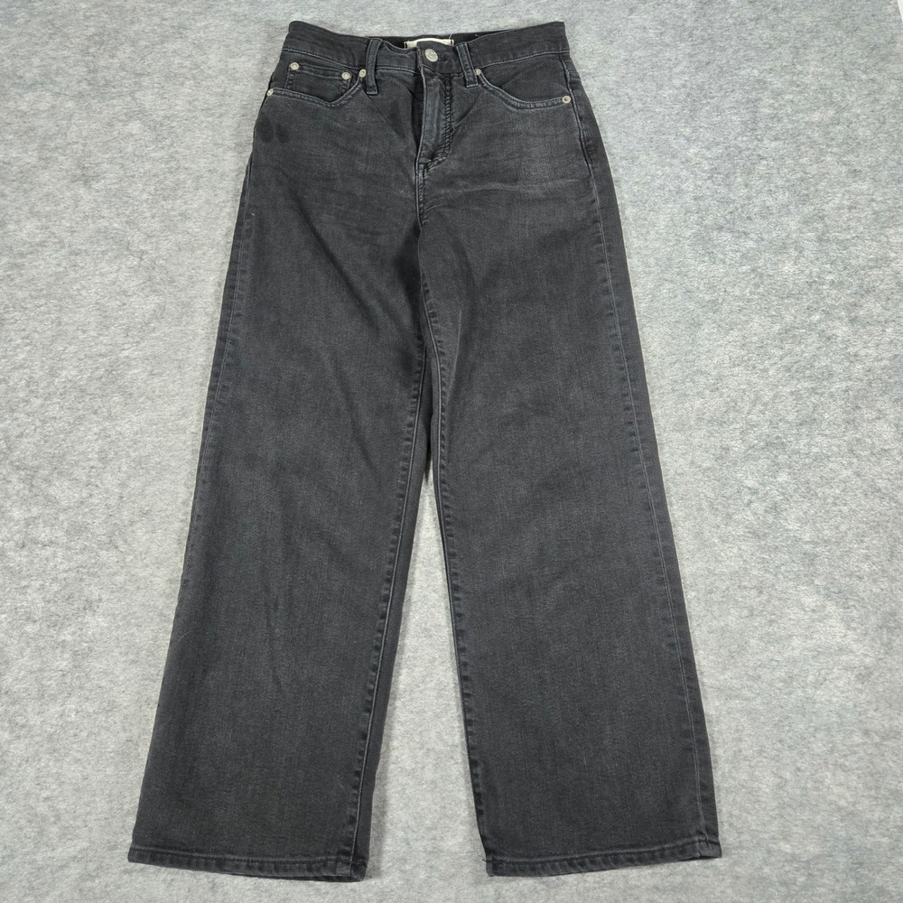 Madewell Womens Black Slim Wide-Leg Crop High Rise Jeans 26